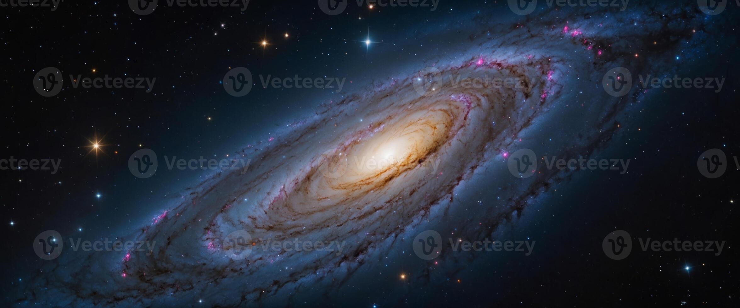 A mesmerizing view of a galaxy, showcasing bright stars and cosmic gases in vivid colors, depicting the beauty of outer space's vastness. photo