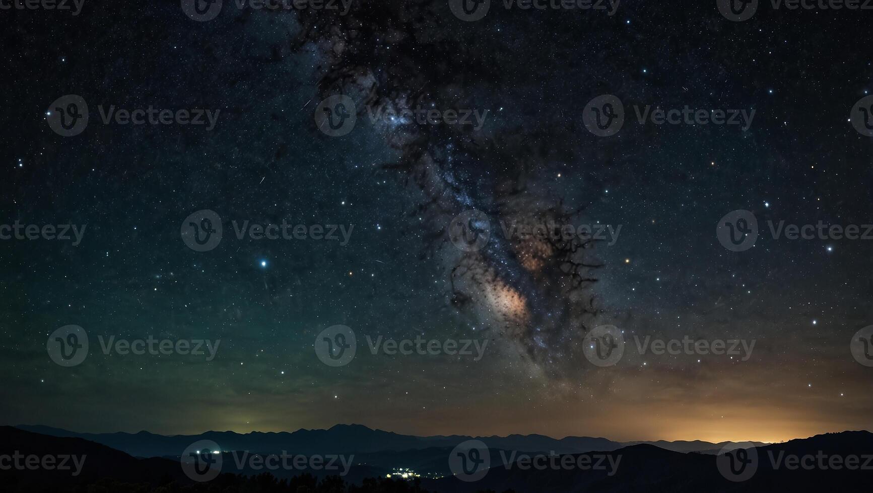 A peaceful night sky with a clear view of sparkling stars and distant galaxies, perfect for stargazing. photo