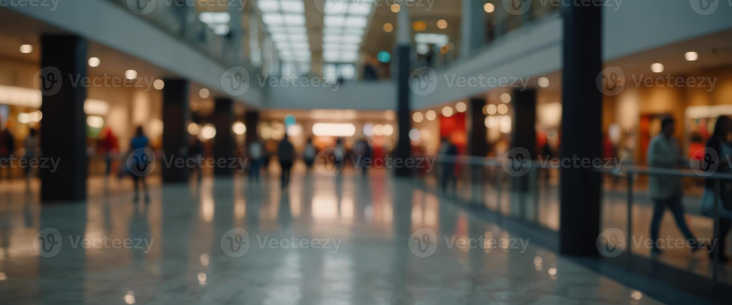 Abstract blur modern shopping mall interior defocused background. photo