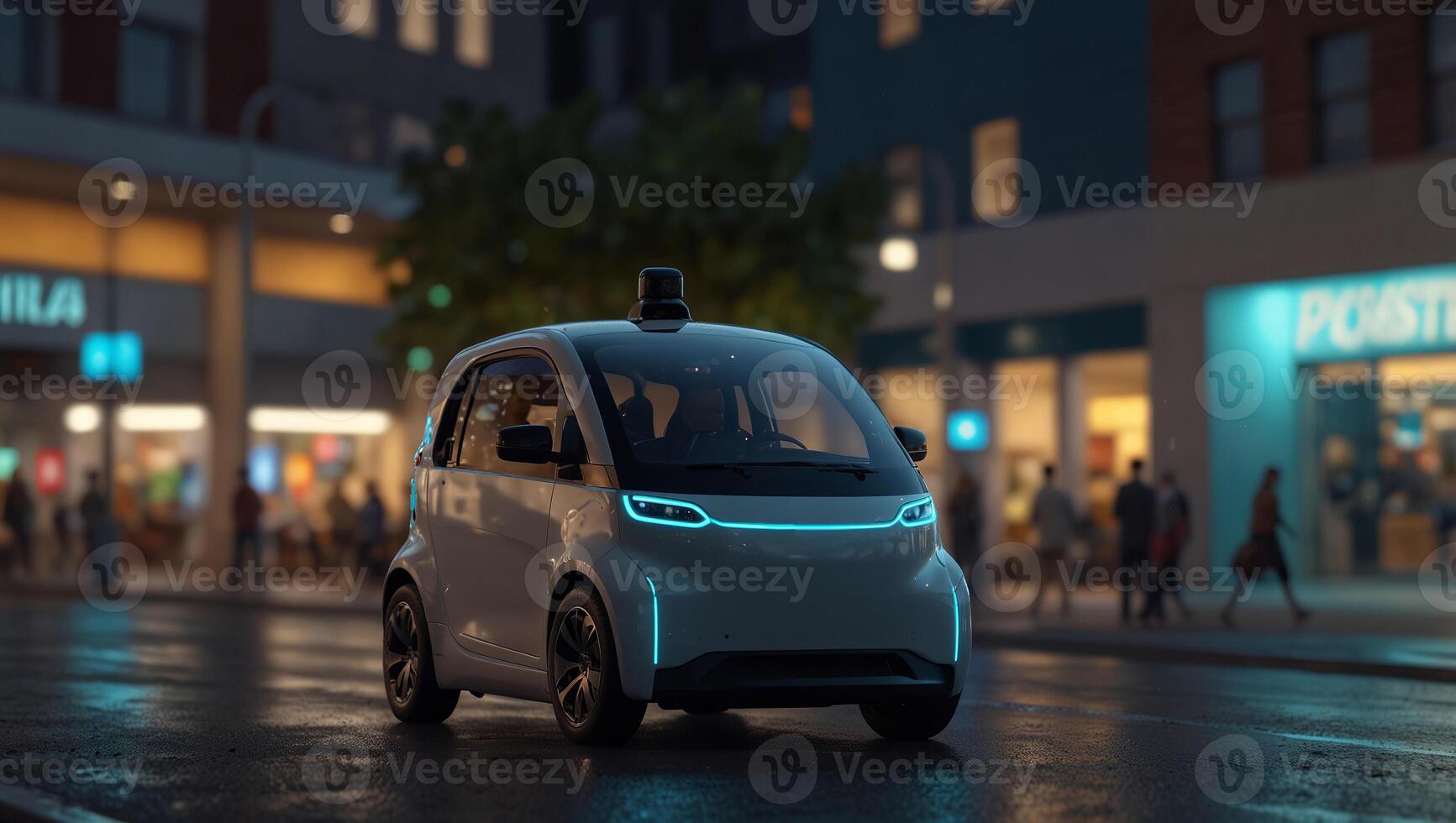 Autonomous vehicles transporting goods efficiently in smart cities. photo