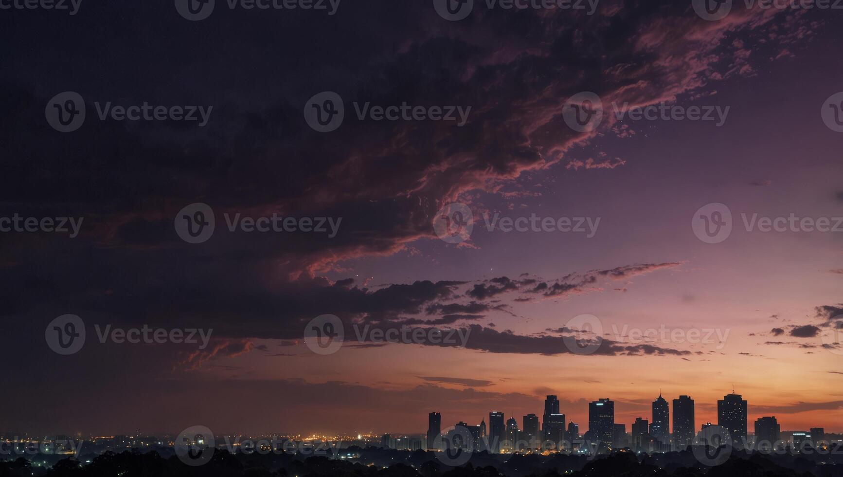 Capture a photo of the purple sky at dawn for the editing company, showcasing the beauty of the night with a copy space image.