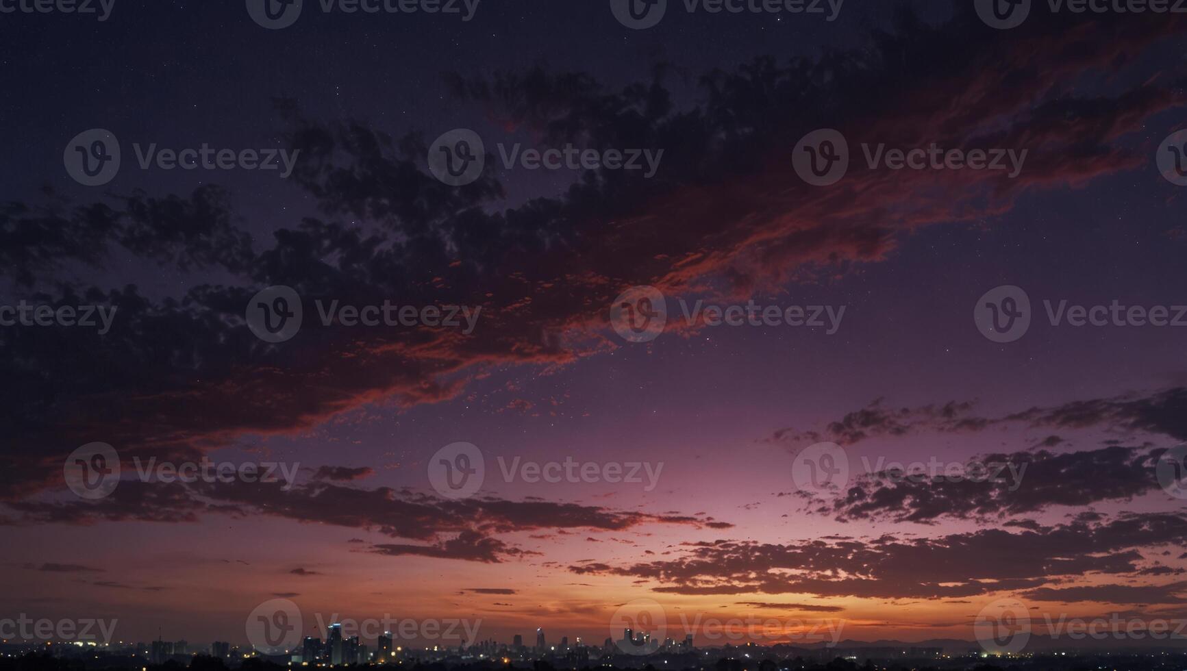 Capture a photo of the purple sky at dawn for the editing company, showcasing the beauty of the night with a copy space image.