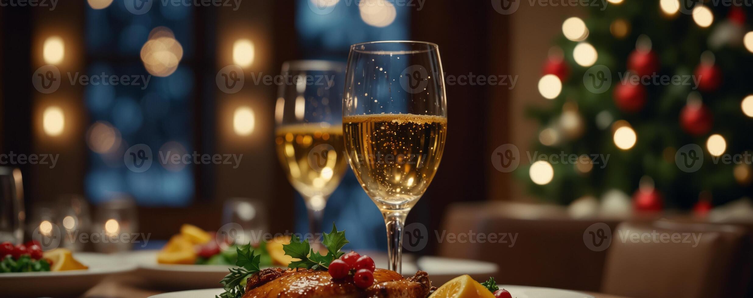 Christmas restaurant menu of winter holiday dinner. photo
