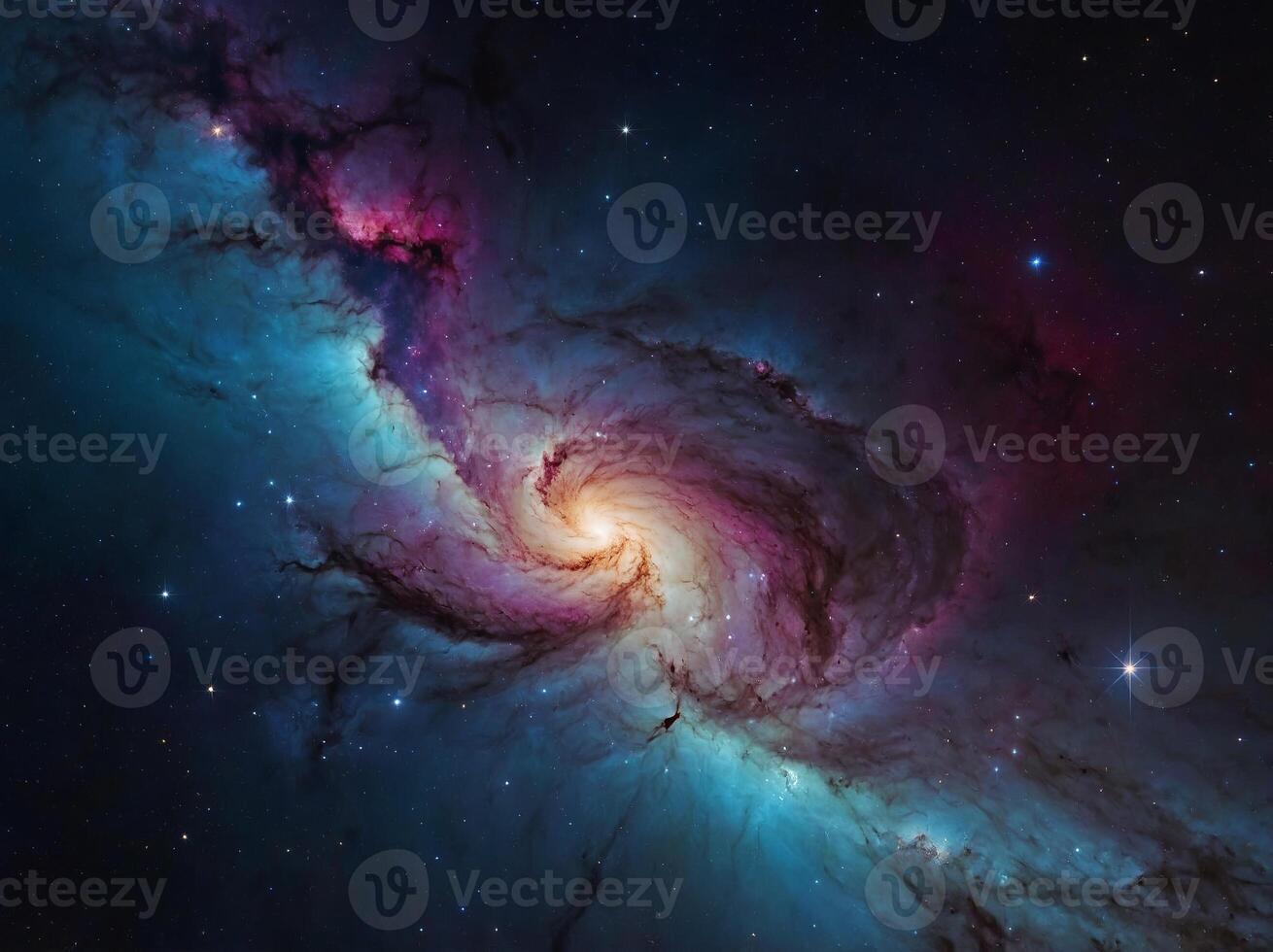 Colorful galaxy with bright stars and vibrant nebulas, showcasing a stunning cosmic landscape in deep space, perfect for background and wallpaper. photo