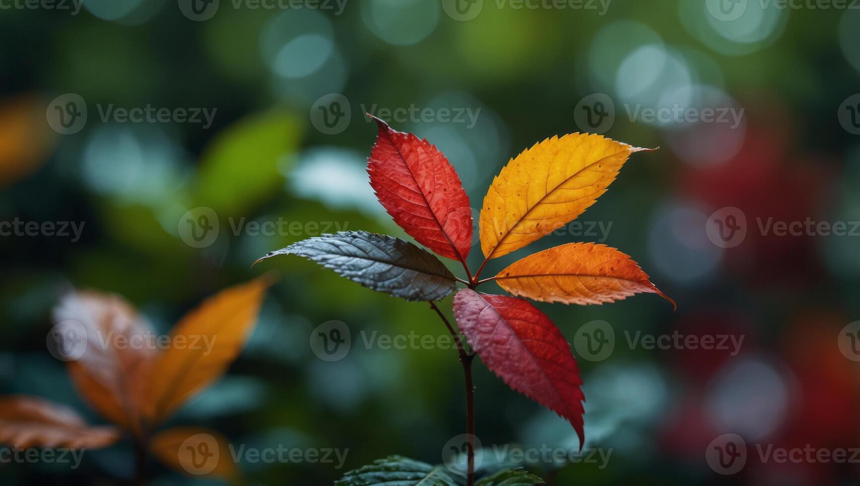 Colorful leafy abstraction with heart shape in center for nature inspired beauty and art enthusiasts. photo