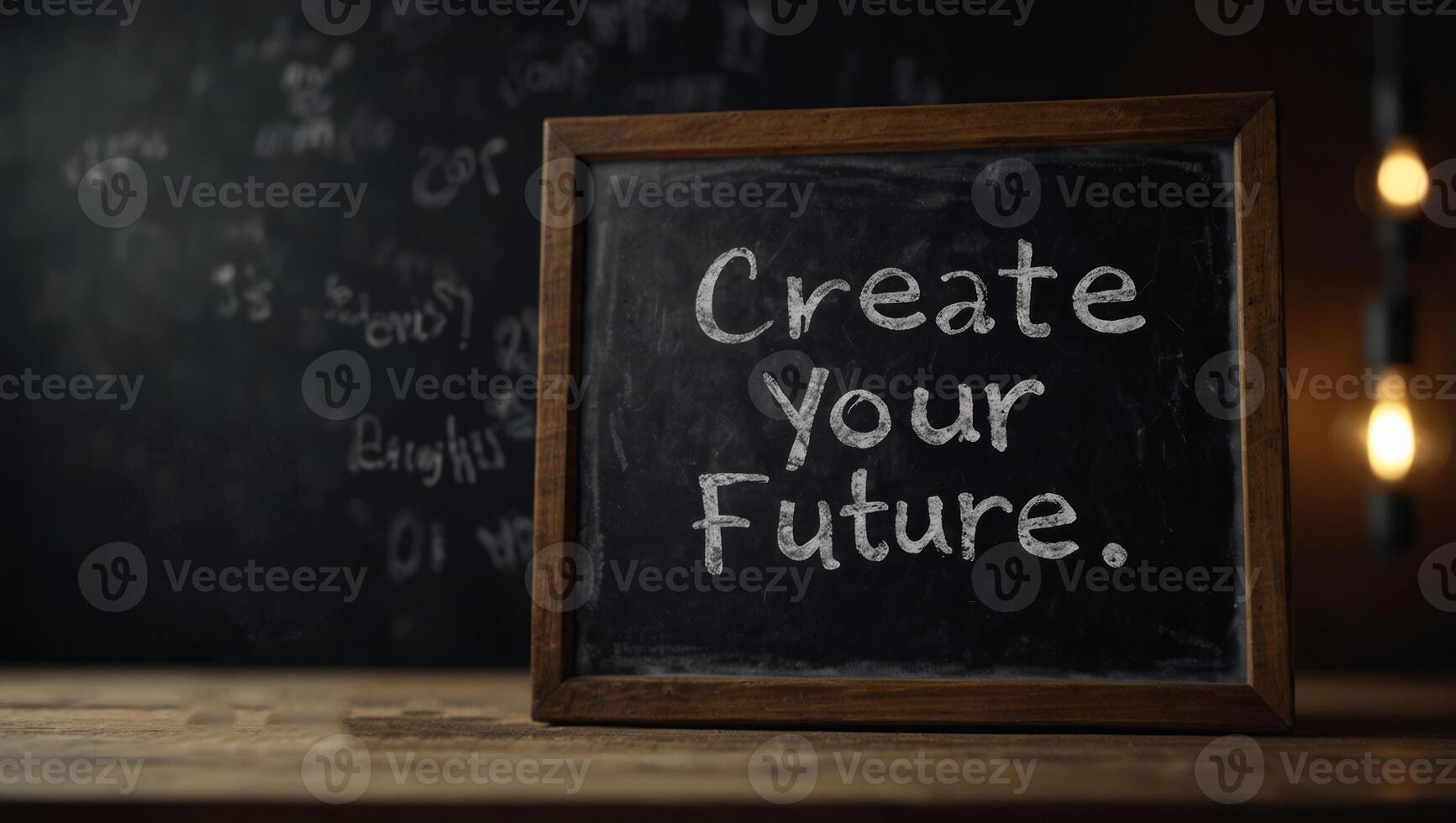 Create your future text on blackboard, business concept background. photo