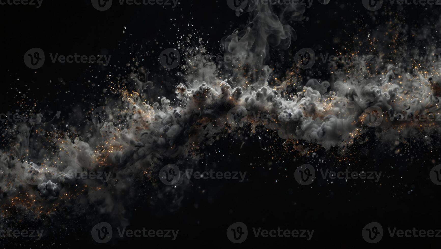 Overlay moving magic on a black background Gray glitter smoke particles background Magic effect to overlay on photo Liquid glitter and shimmery flashes.