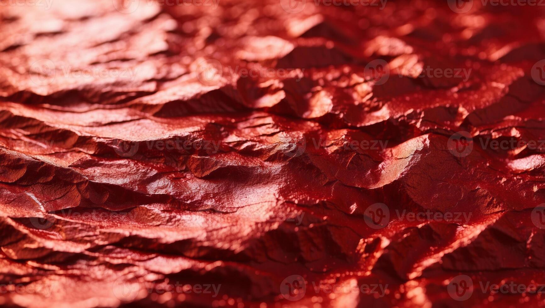 Red background foil texture, abstract Christmas holiday color paper with shiny crackled textured design. photo