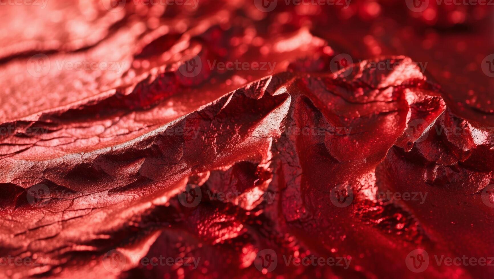 Red background foil texture, abstract Christmas holiday color paper with shiny crackled textured design. photo