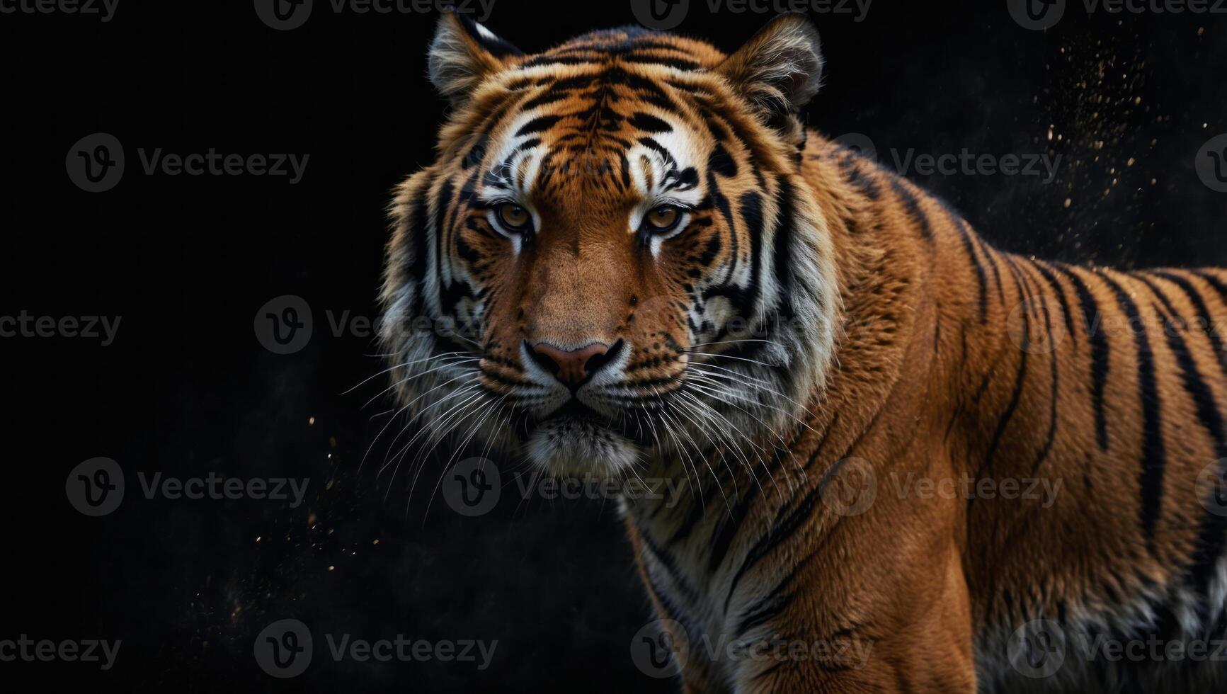 Tiger with Wings Illustration with A Slogan Artwork on Black Background for Apparel or Other Uses. photo