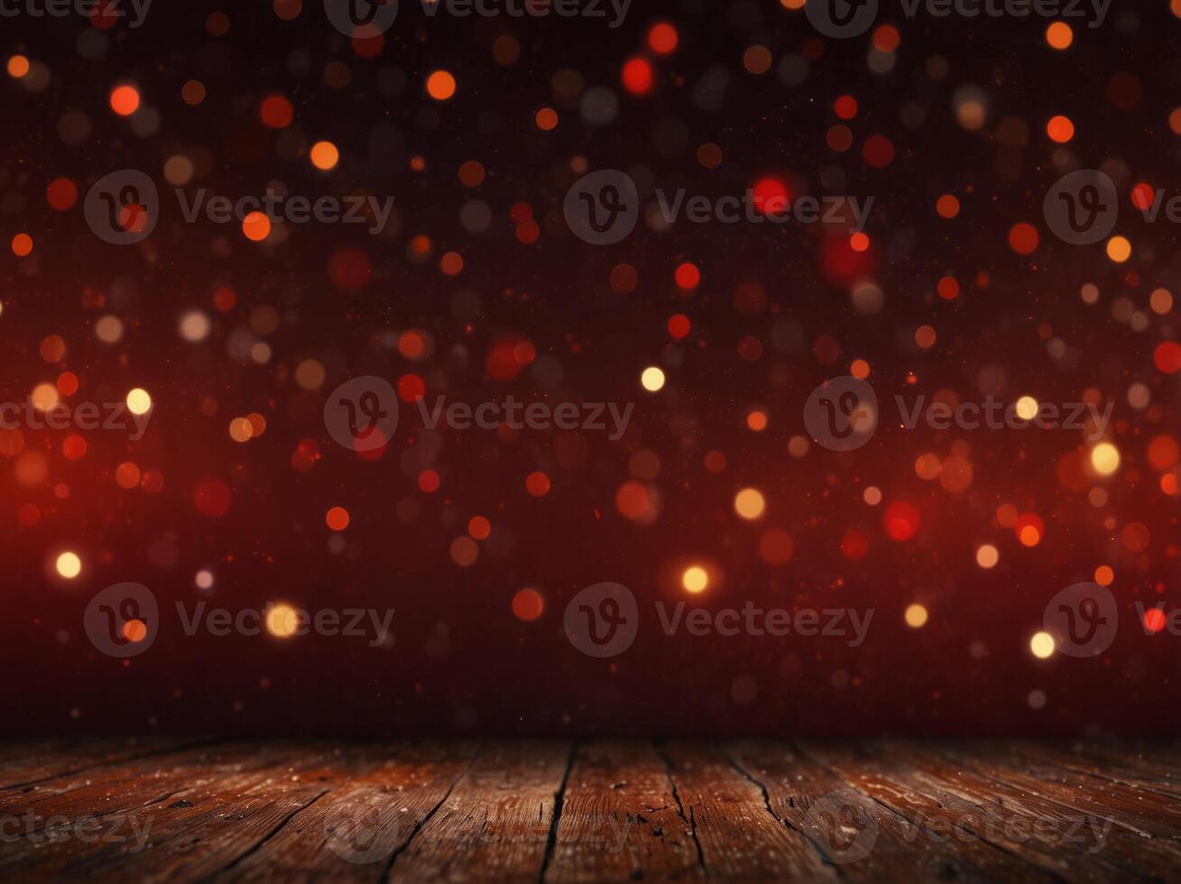 Vibrant red background with numerous glowing lights, perfect for holiday and celebration themes. photo
