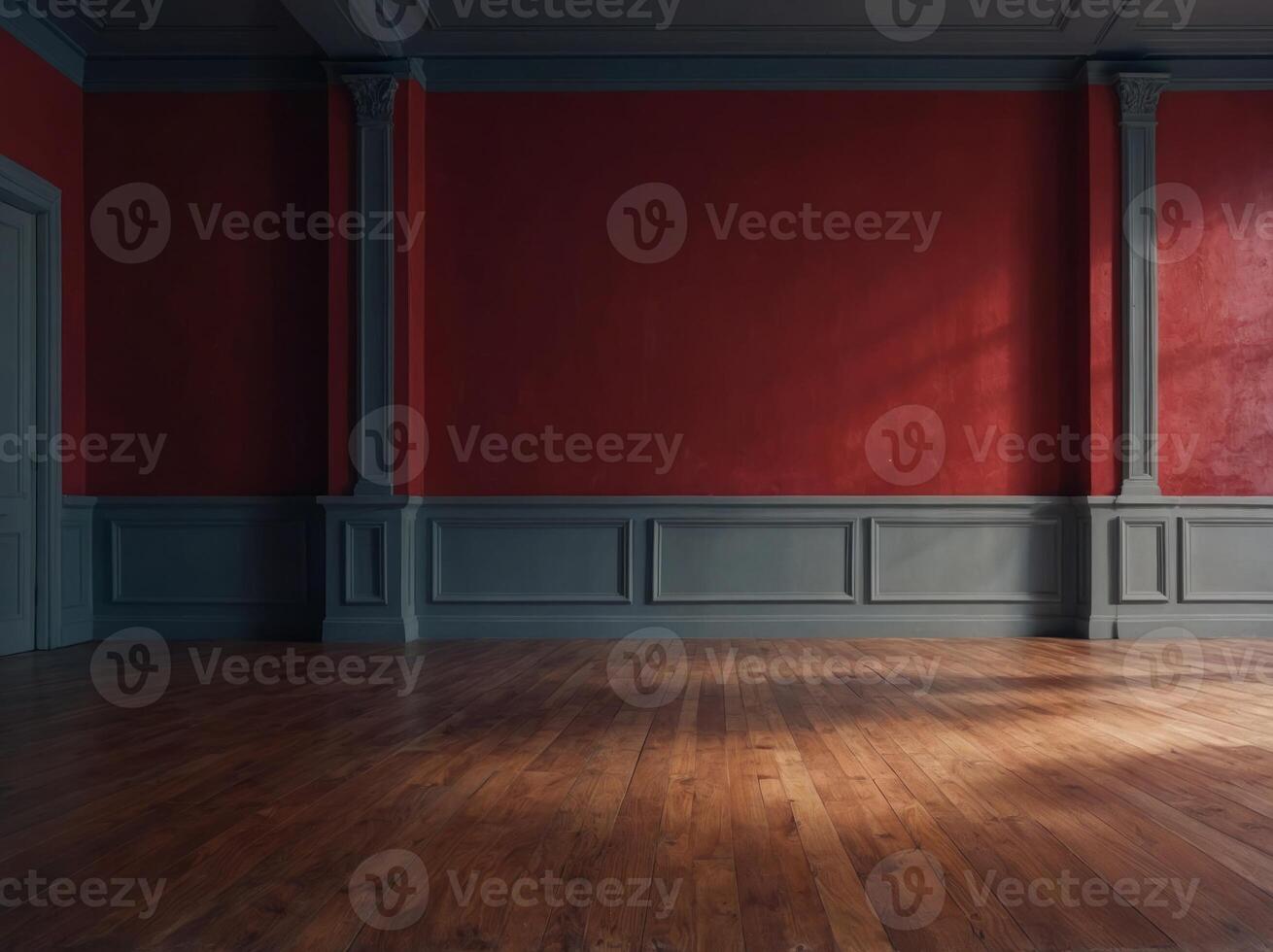 abstract illustration background texture of beauty dark and light clear red gradient flat wall and floor in empty spacious room. photo