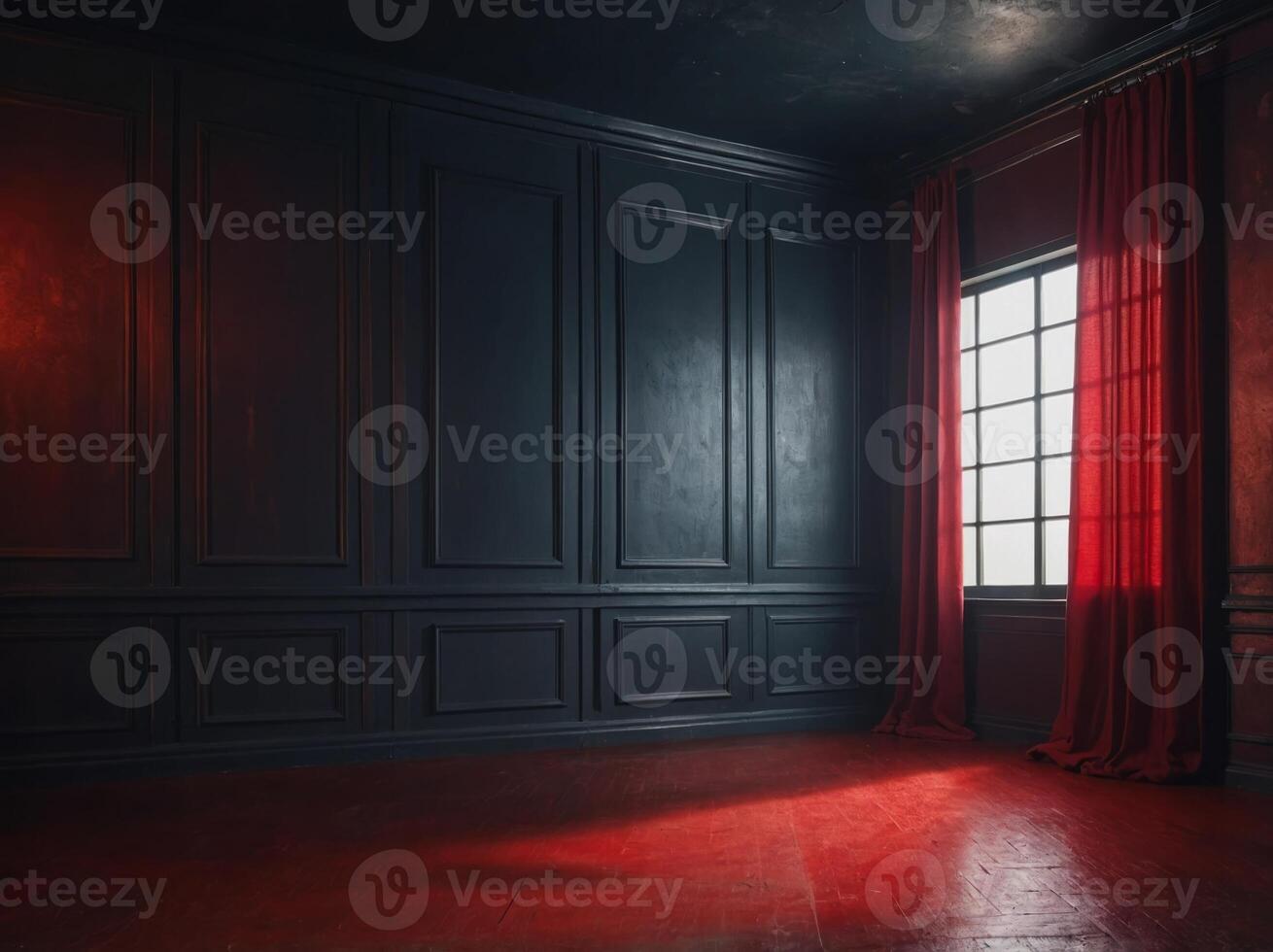 abstract illustration background texture of beauty dark and light clear red gradient flat wall and floor in empty spacious room. photo