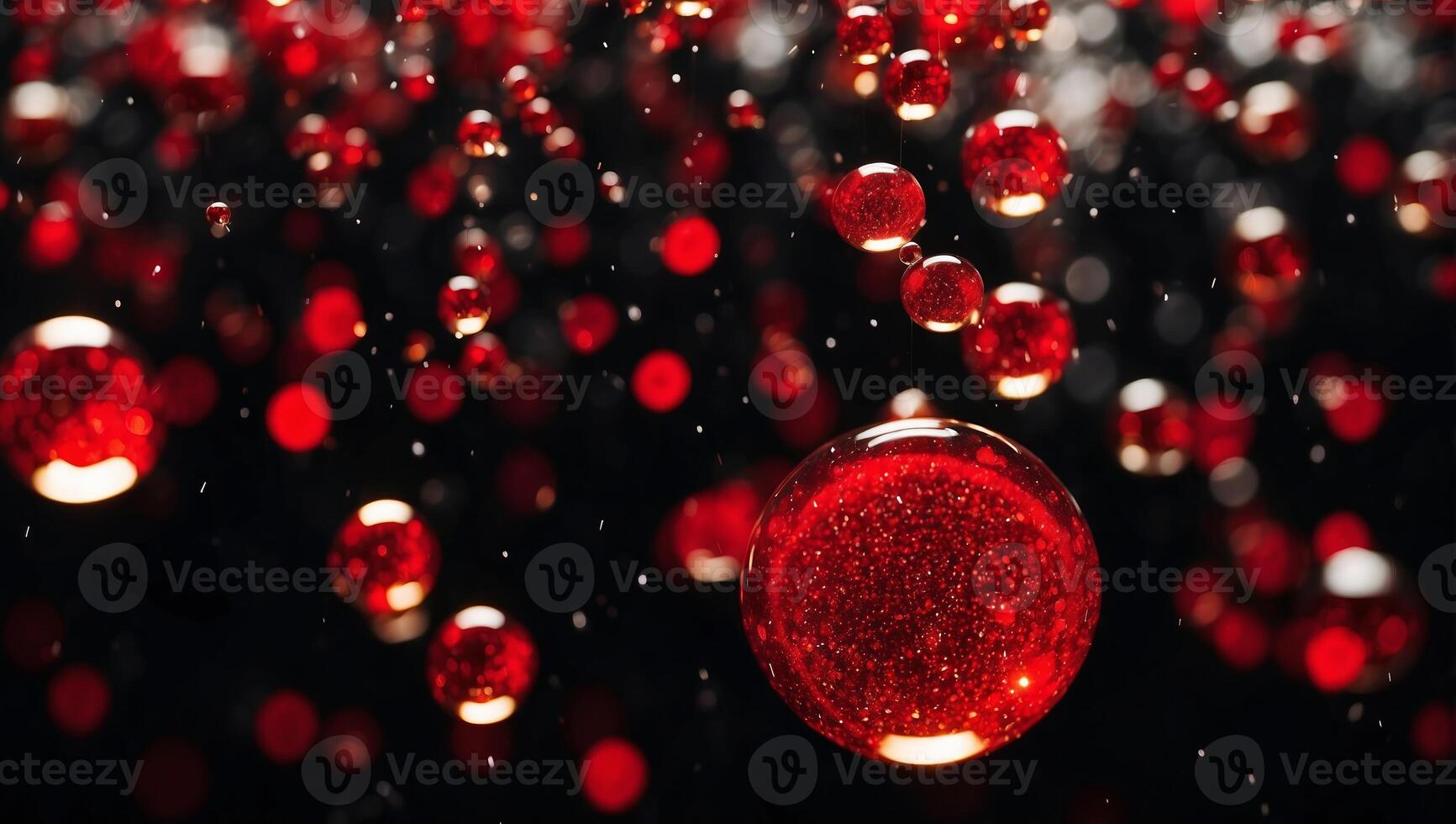 abstract waterfalls of red glitter sparkle bubbles particles bokeh on black background,christmas and happy new year holiday. photo