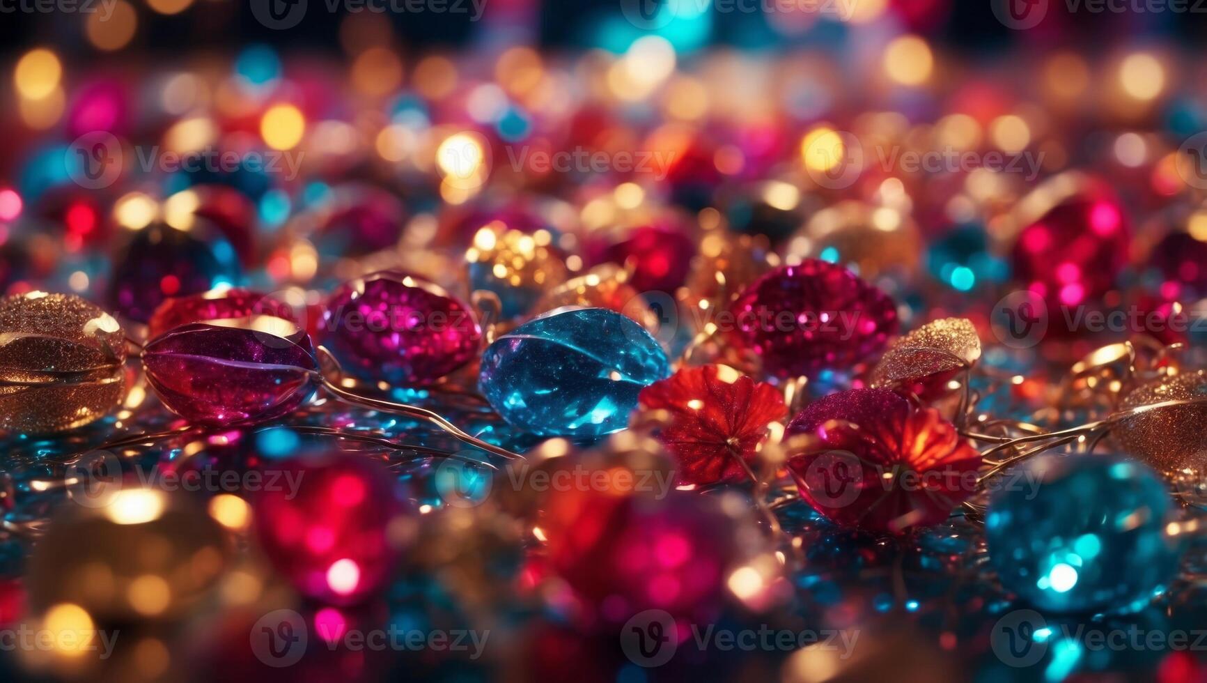 abstract holiday background, multicolored, with sparkles, flowers and lights. photo