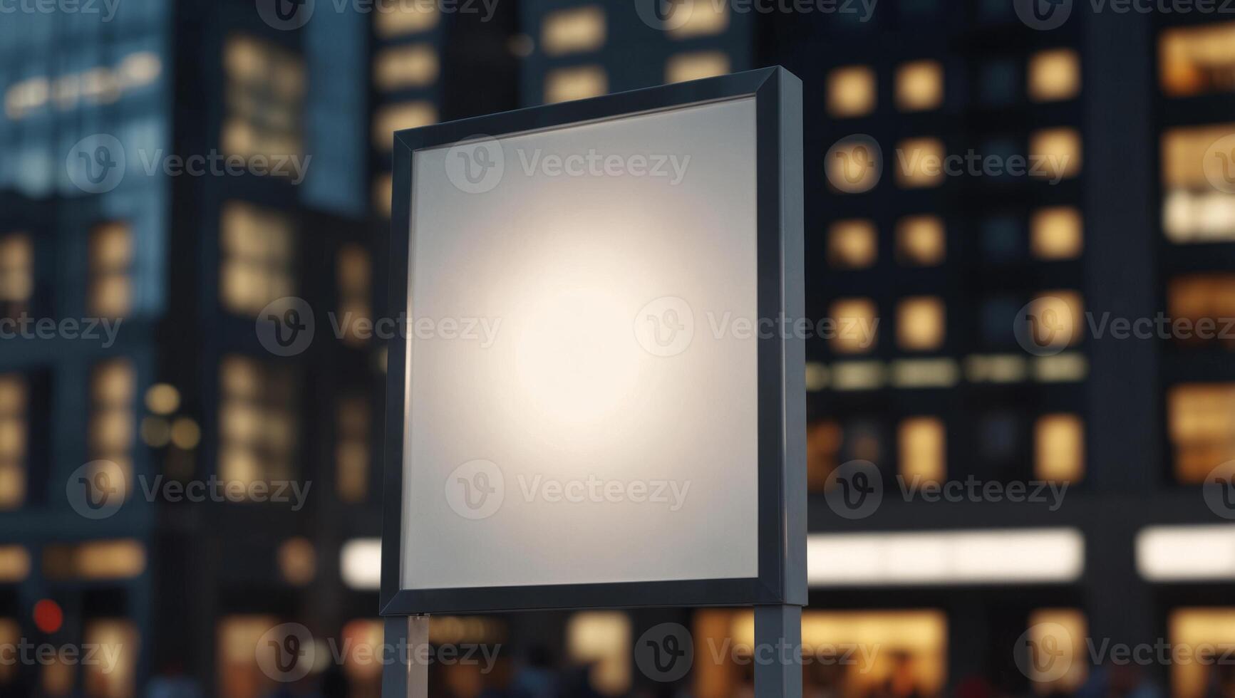 blank white glass signboard in city square. photo