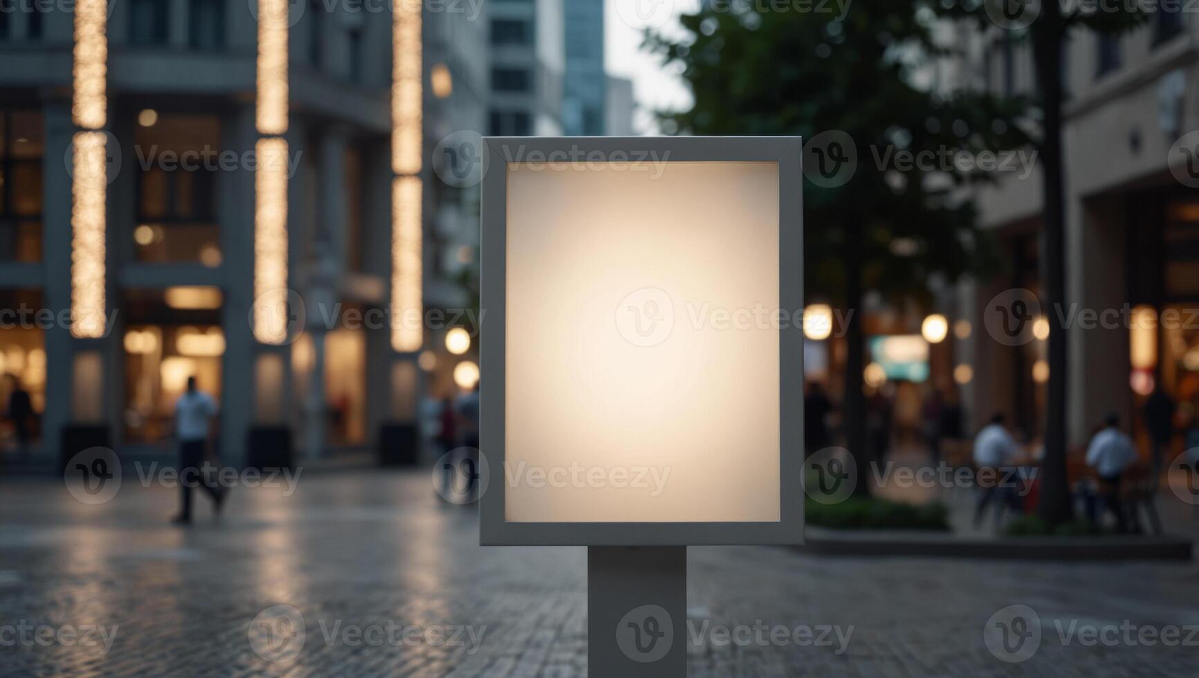 blank white glass signboard in city square. photo