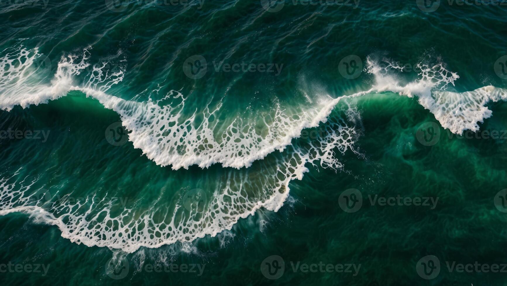green Ocean waves on the beach as a background Beautiful natural summer vacation holidays background Aerial top down view of beach and sea with blue water waves. photo