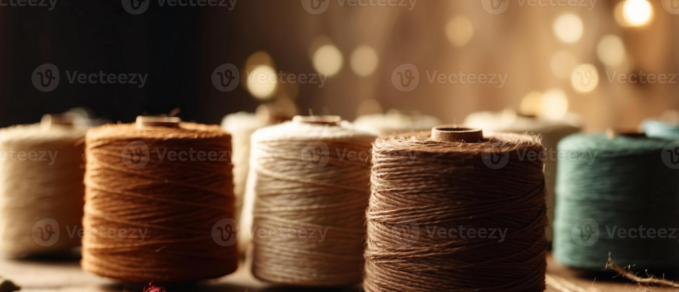traditional handmade cotton thread from natural dye color with earth tone colour group background. photo