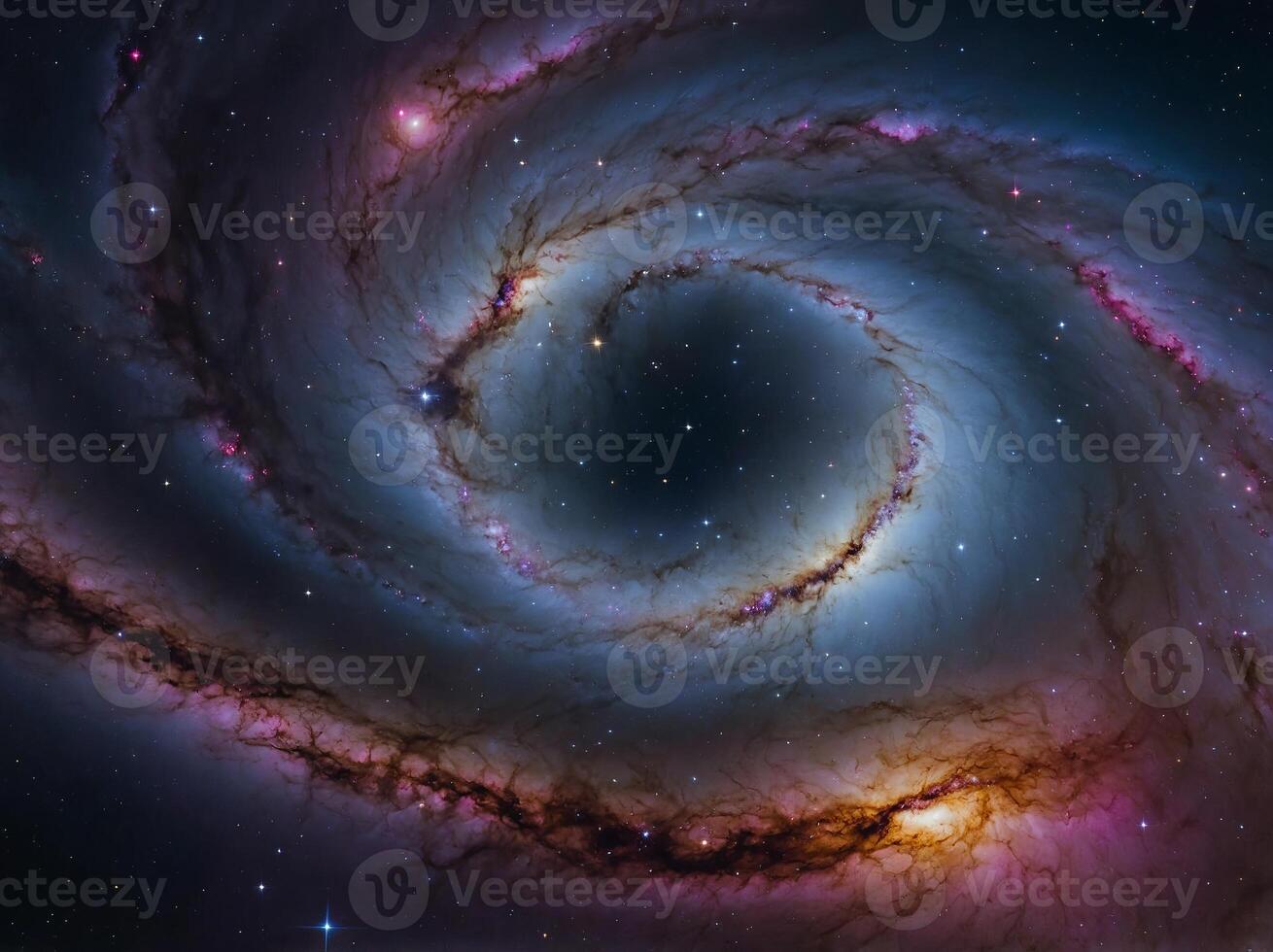 A breathtaking view of a galaxy with swirling colors and sparkling stars, highlighting the beauty of the cosmos. photo