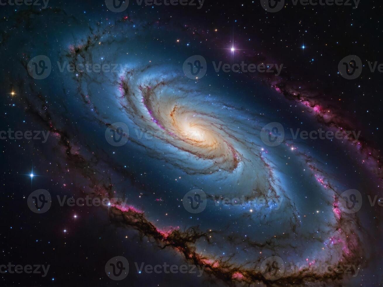 A breathtaking view of a galaxy with swirling colors and sparkling stars, highlighting the beauty of the cosmos. photo