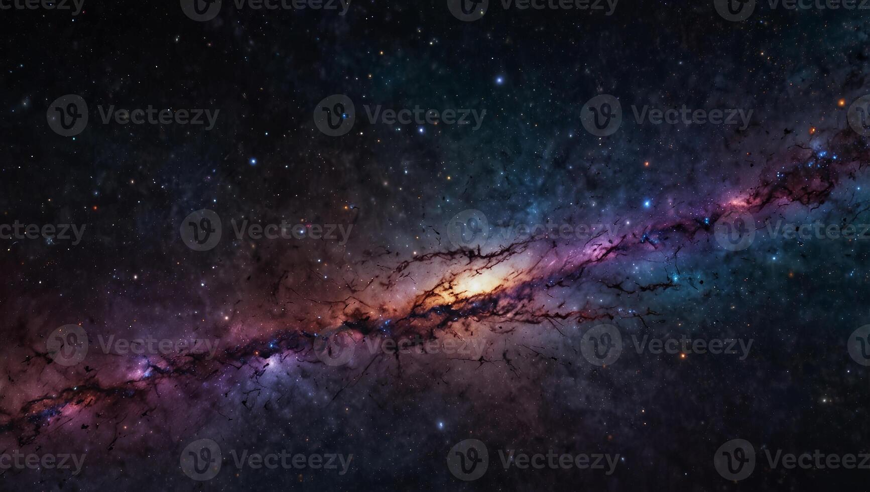 A colorful galaxy with a long, purple line The colors are bright and vibrant, creating a sense of wonder and awe. photo