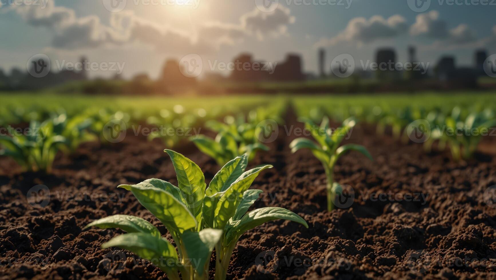 A concept for growing crops using and 5G Industry 4 0 technology with benefits for soil and plants with copyspace for text. photo
