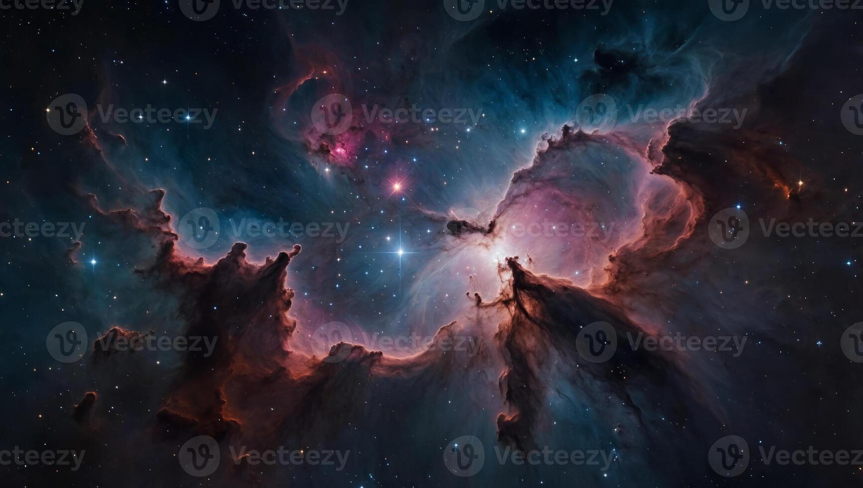 A mesmerizing deep space image capturing the beauty and complexity of a nebula surrounded by countless stars. photo