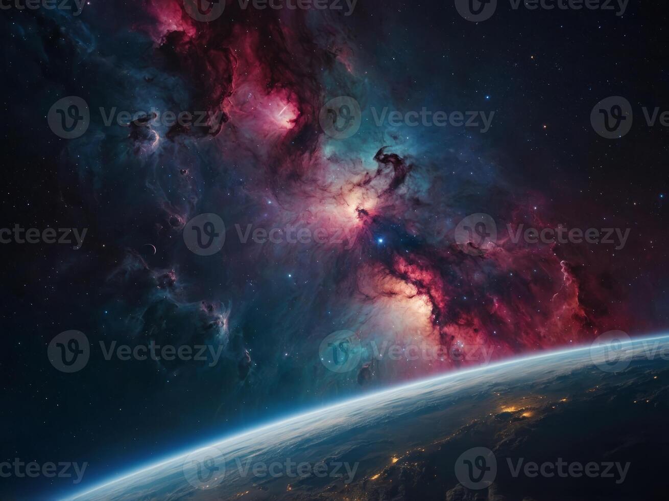 A mesmerizing depiction of the wonders of outer space, glowing with vibrant colors and celestial beauty. photo