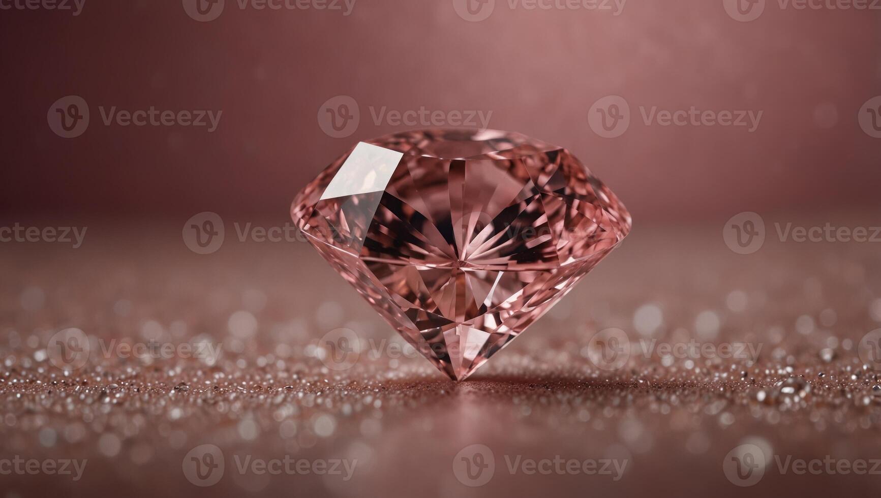 A pink diamond sits prominently on a textured pink background, showcasing its elegance and brilliance. photo