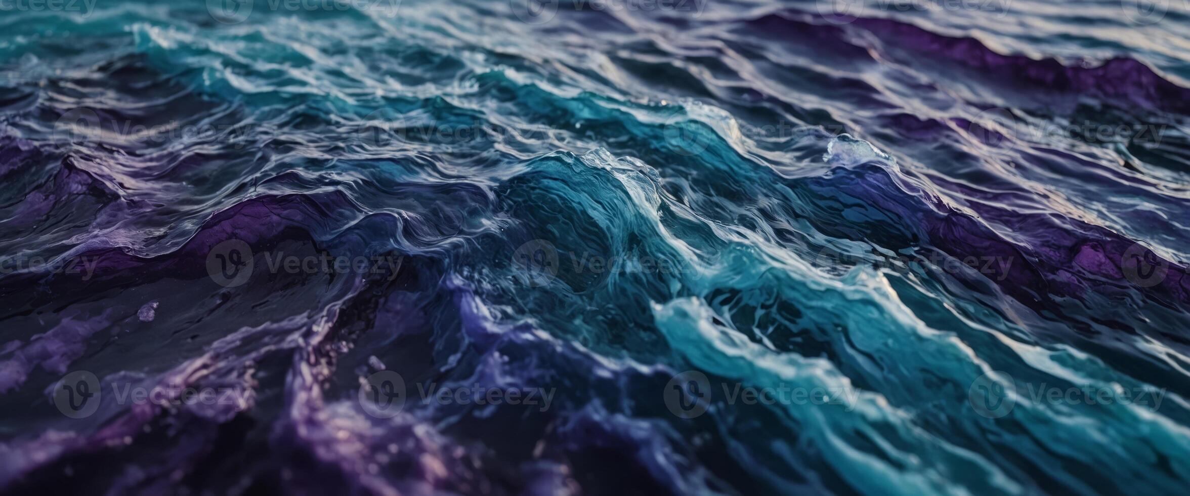 Abstract rough textures in blue and purple evoke the wild beauty of ocean waves, rendered in complementary colors for a dramatic art piece. photo