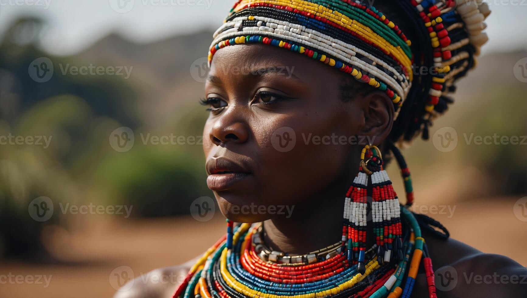 African Zulu traditional accessories made of beads simplified and concise. photo