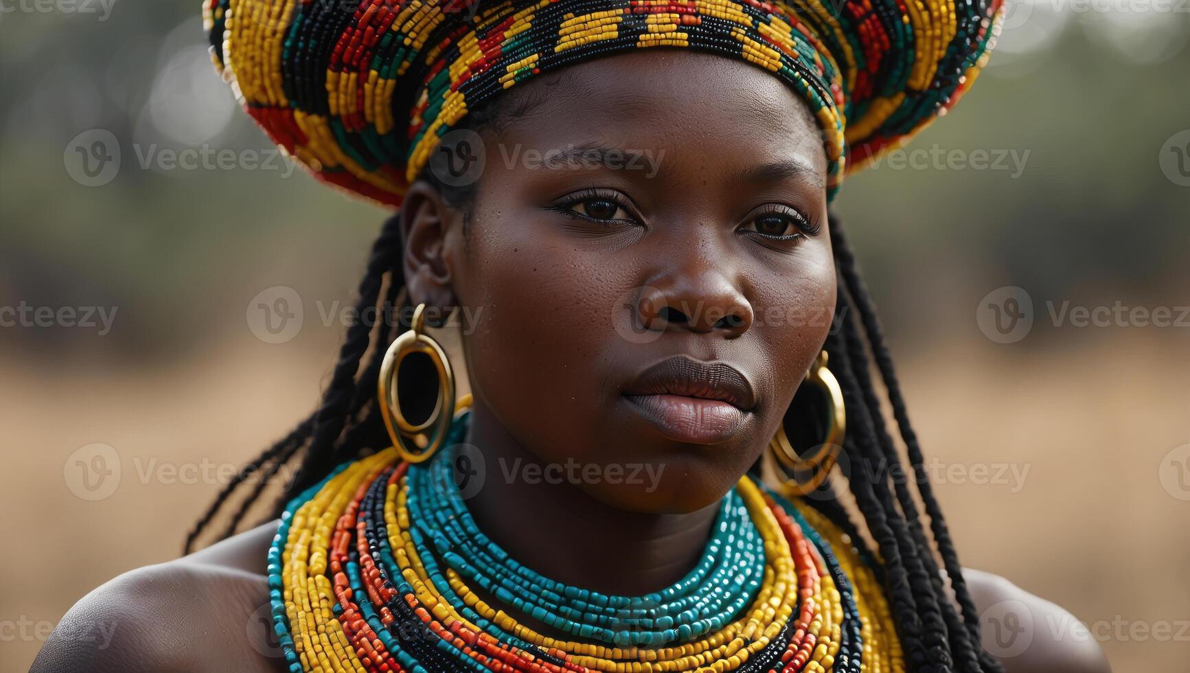 African Zulu traditional accessories made of beads simplified and concise. photo