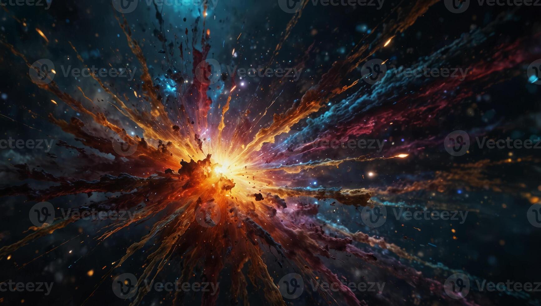 An artistic rendition of a supernova symphony, where chaos and beauty collide in bursts of color and light. photo