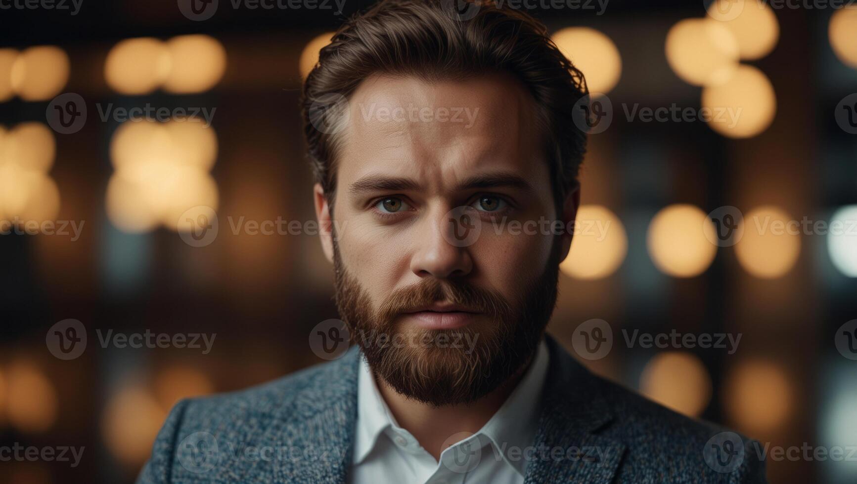 Attractive friendly bearded man in a smart jacket. photo