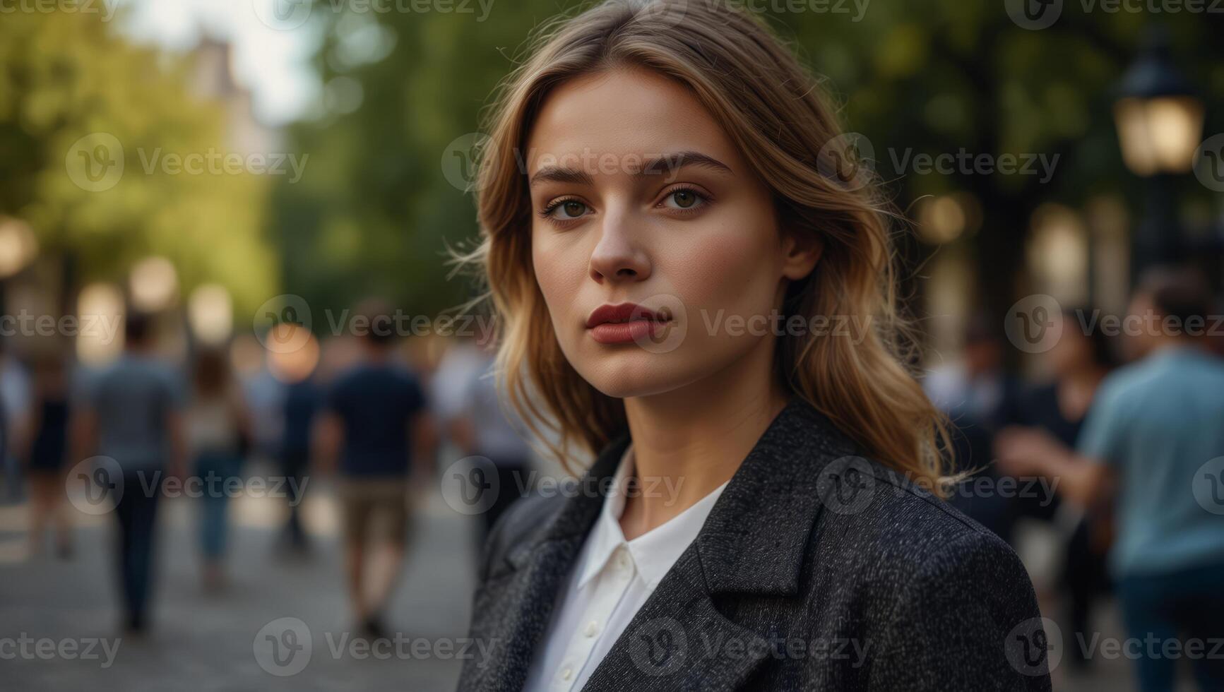 Beautiful fashion young elegant French woman in Paris outdoors. photo