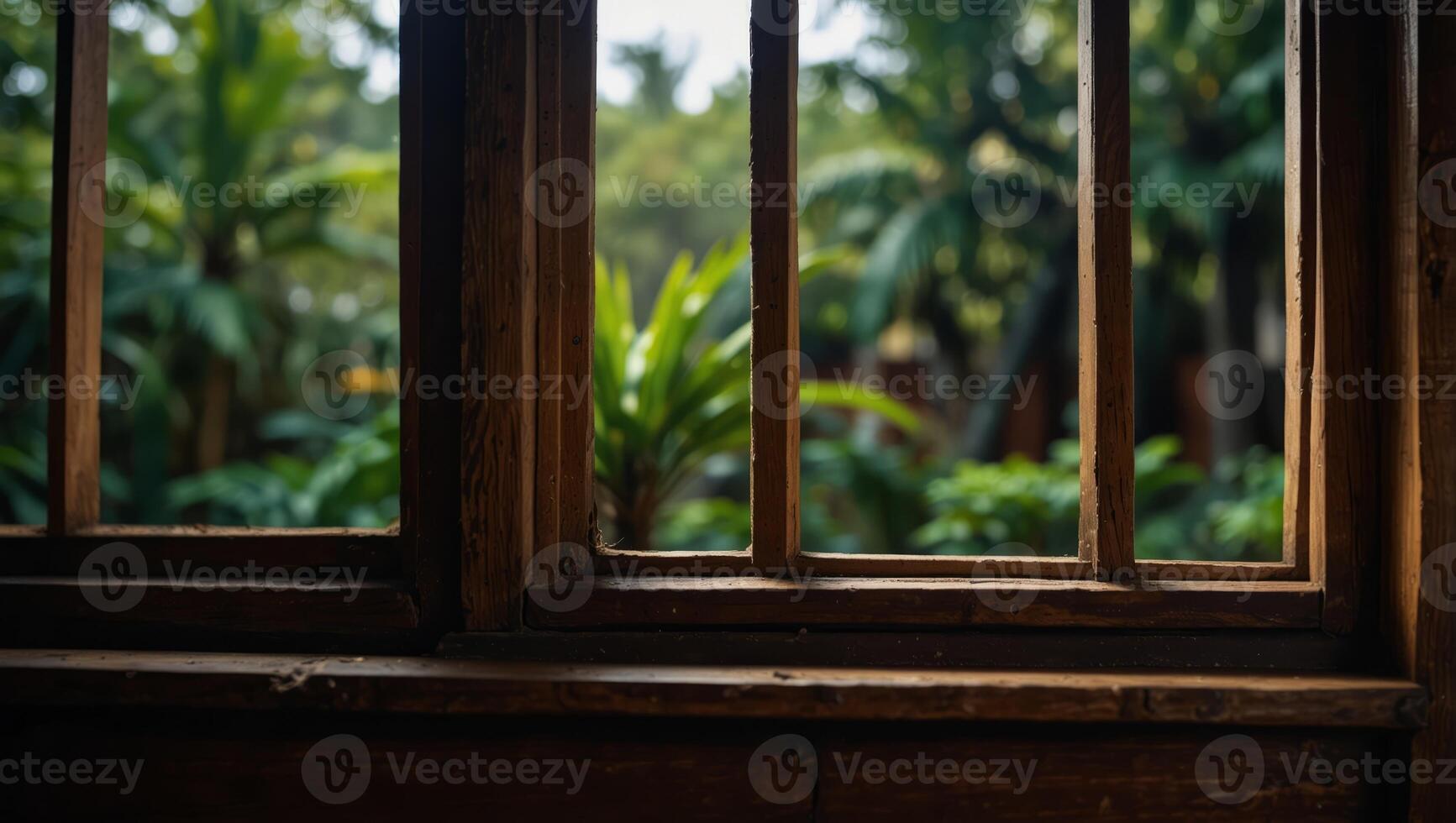Beautiful traditional Malay style wooden window frame. photo