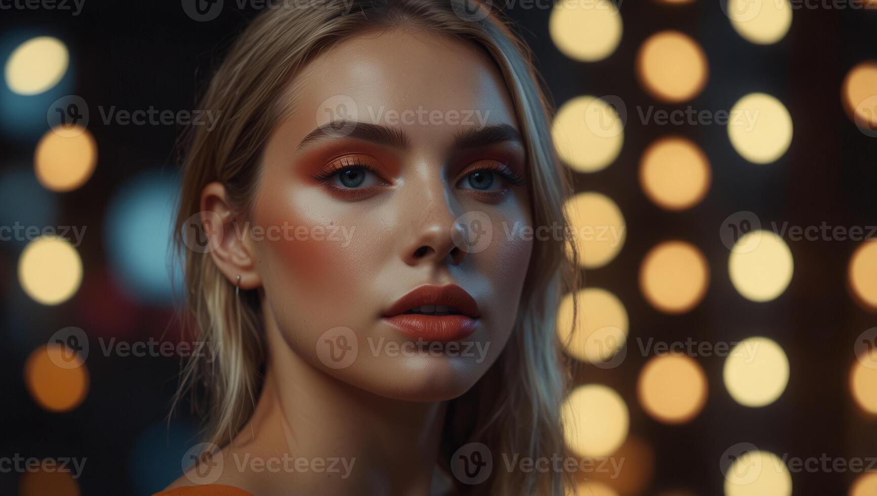 Beauty fashion model girl with bright makeup. photo