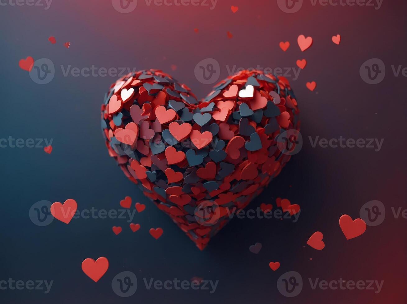 Heart shapes on abstract background Valentine's day concept. photo