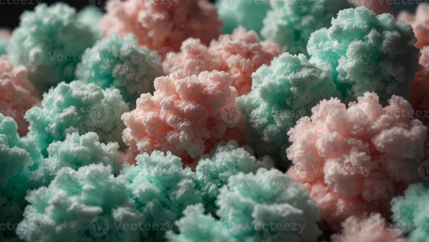 Mint green fluffy cotton candy background, soft pastel fresh color sweet candyfloss, abstract blurred dessert texture background. photo
