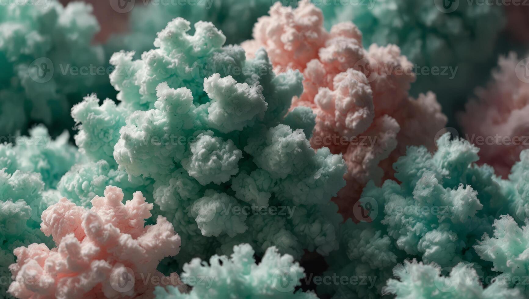 Mint green fluffy cotton candy background, soft pastel fresh color sweet candyfloss, abstract blurred dessert texture background. photo