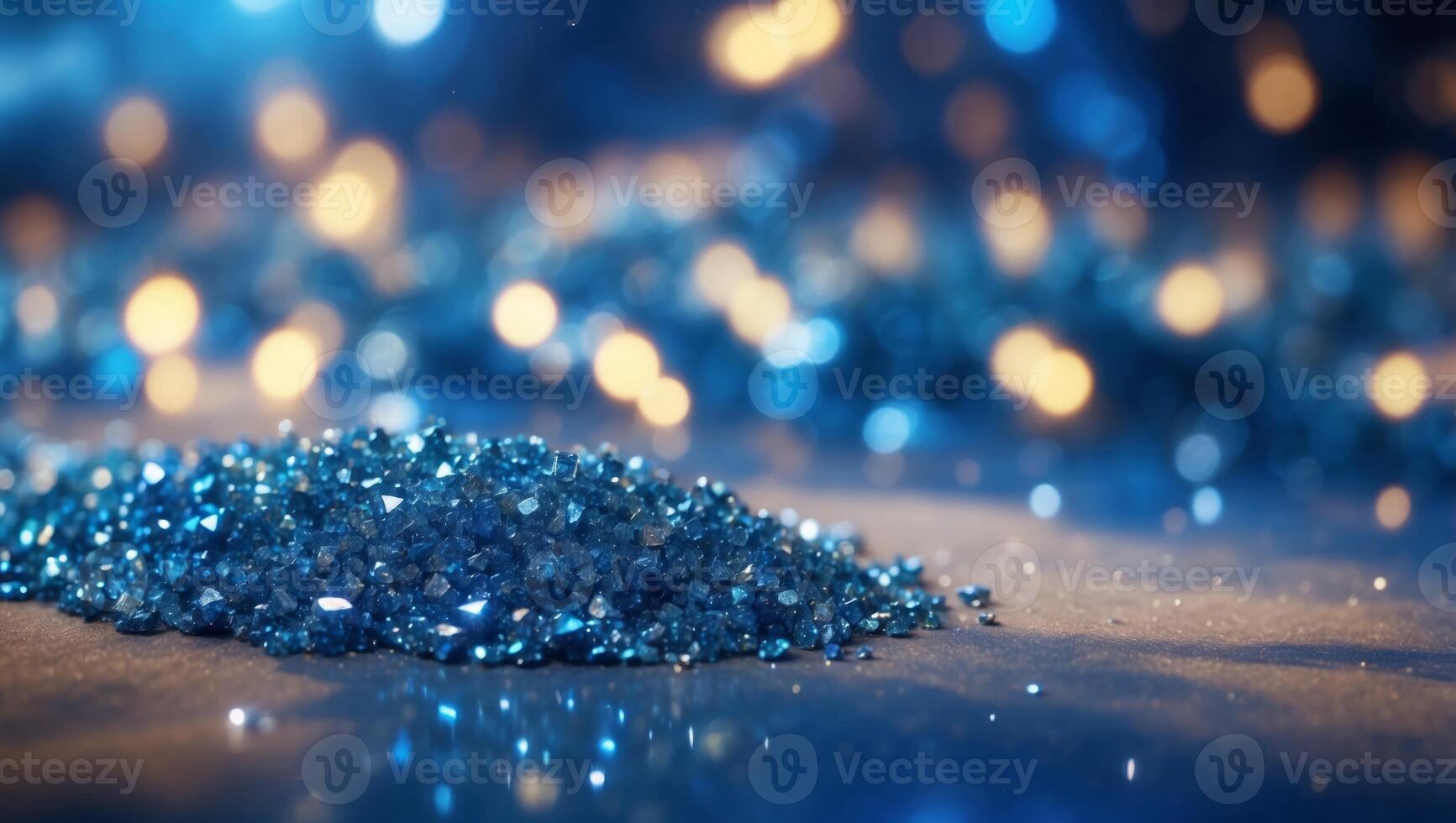 Shiny Blue Glitter In Abstract Defocused Background - Christmas And New Year Texture. photo