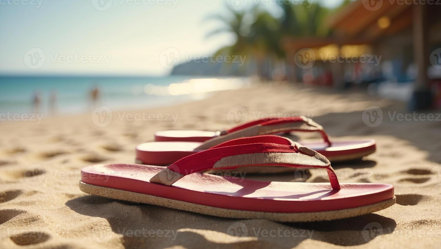 Summer holiday and beach vacation with flip flops. photo
