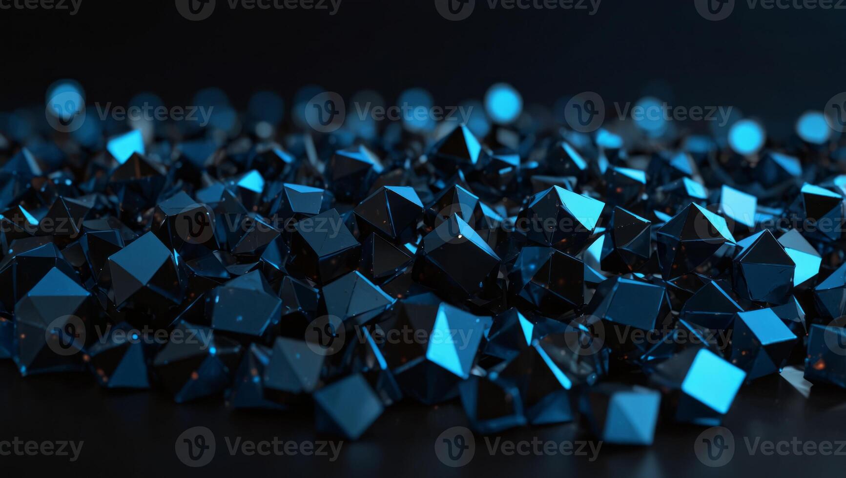 Technology with polygonal shapes on dark Black blue background. photo