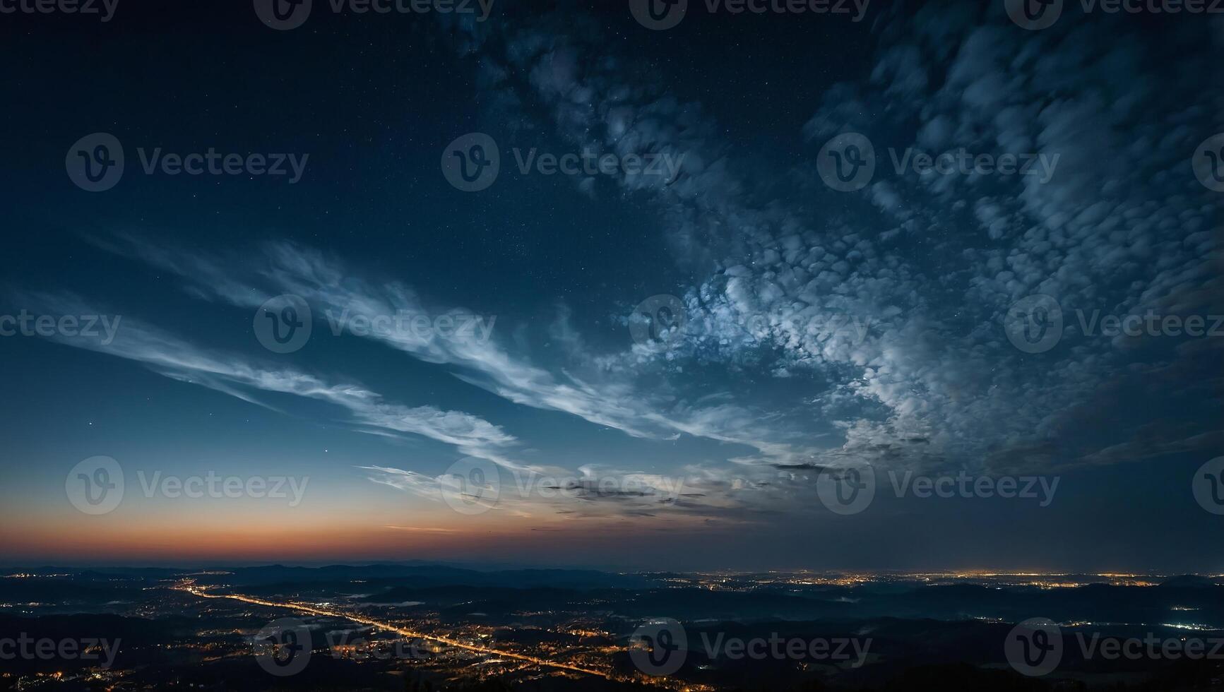 a clear night sky with the appearance of Noctilucent clouds that glow in the dark, creating a stunning sky view. photo