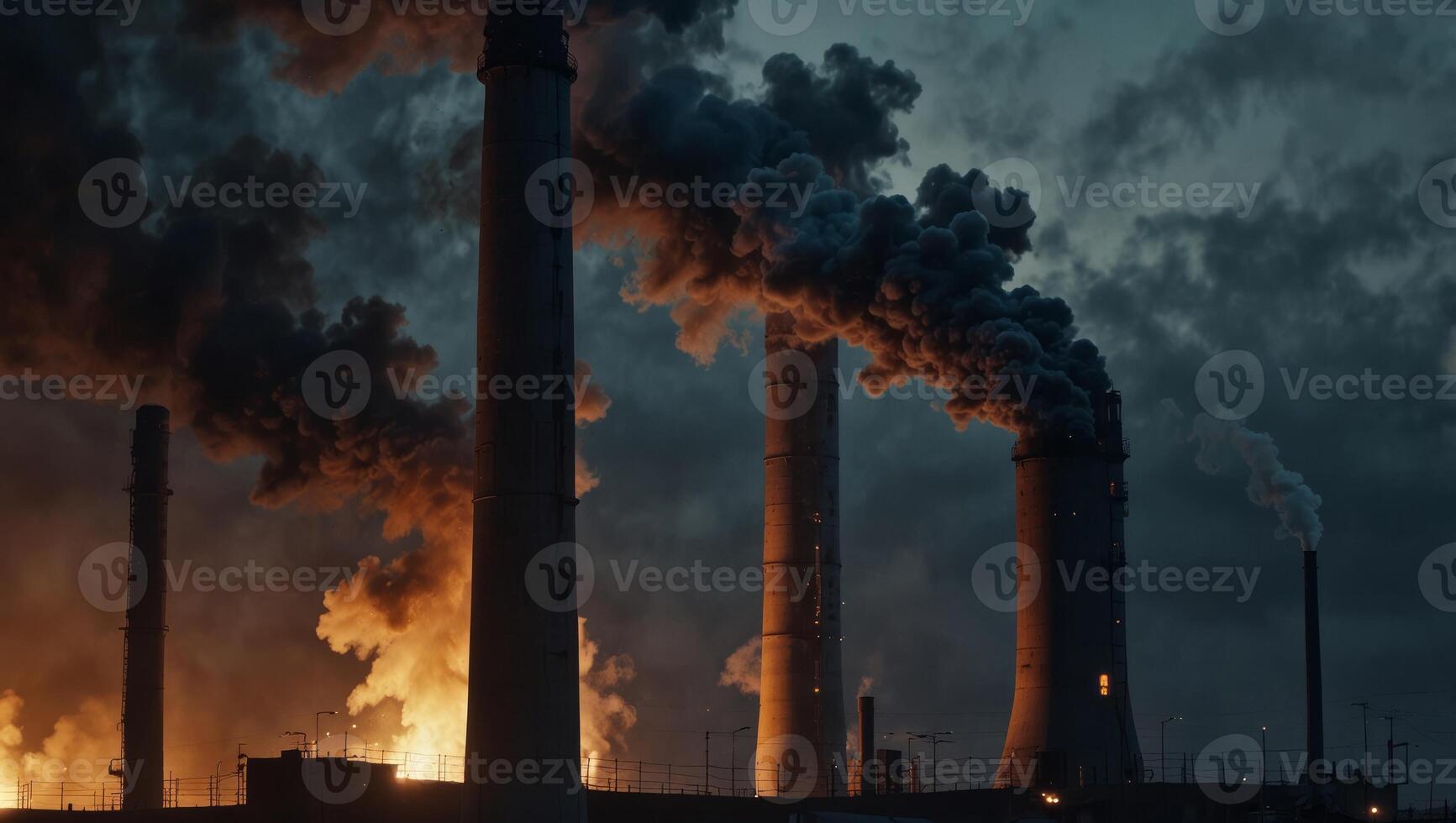 abstract art of smoke from the factory chimneys. photo