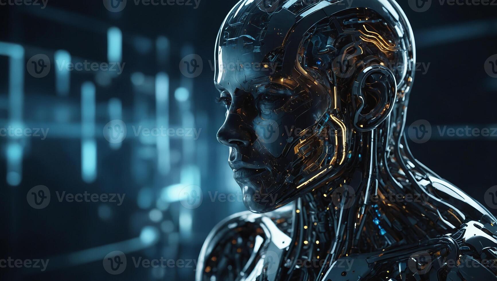 abstract technology futuristic concept of digital human body digital future design on hi tech background. photo