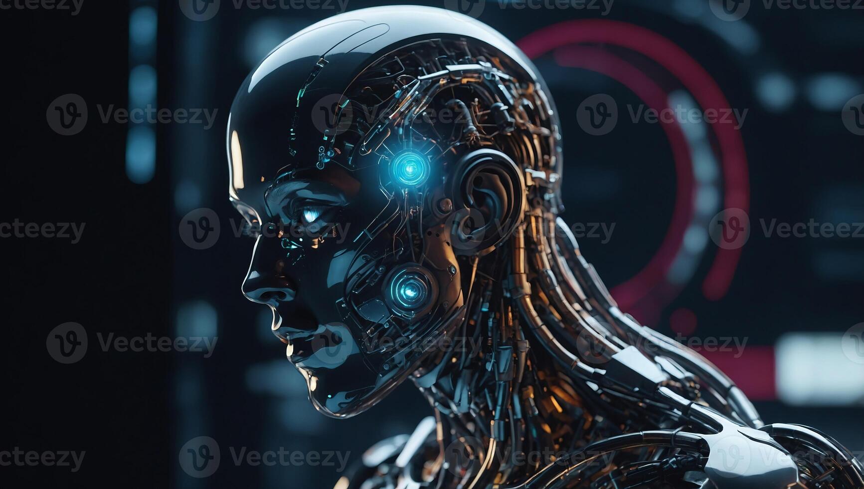 abstract technology futuristic concept of digital human body digital future design on hi tech background. photo