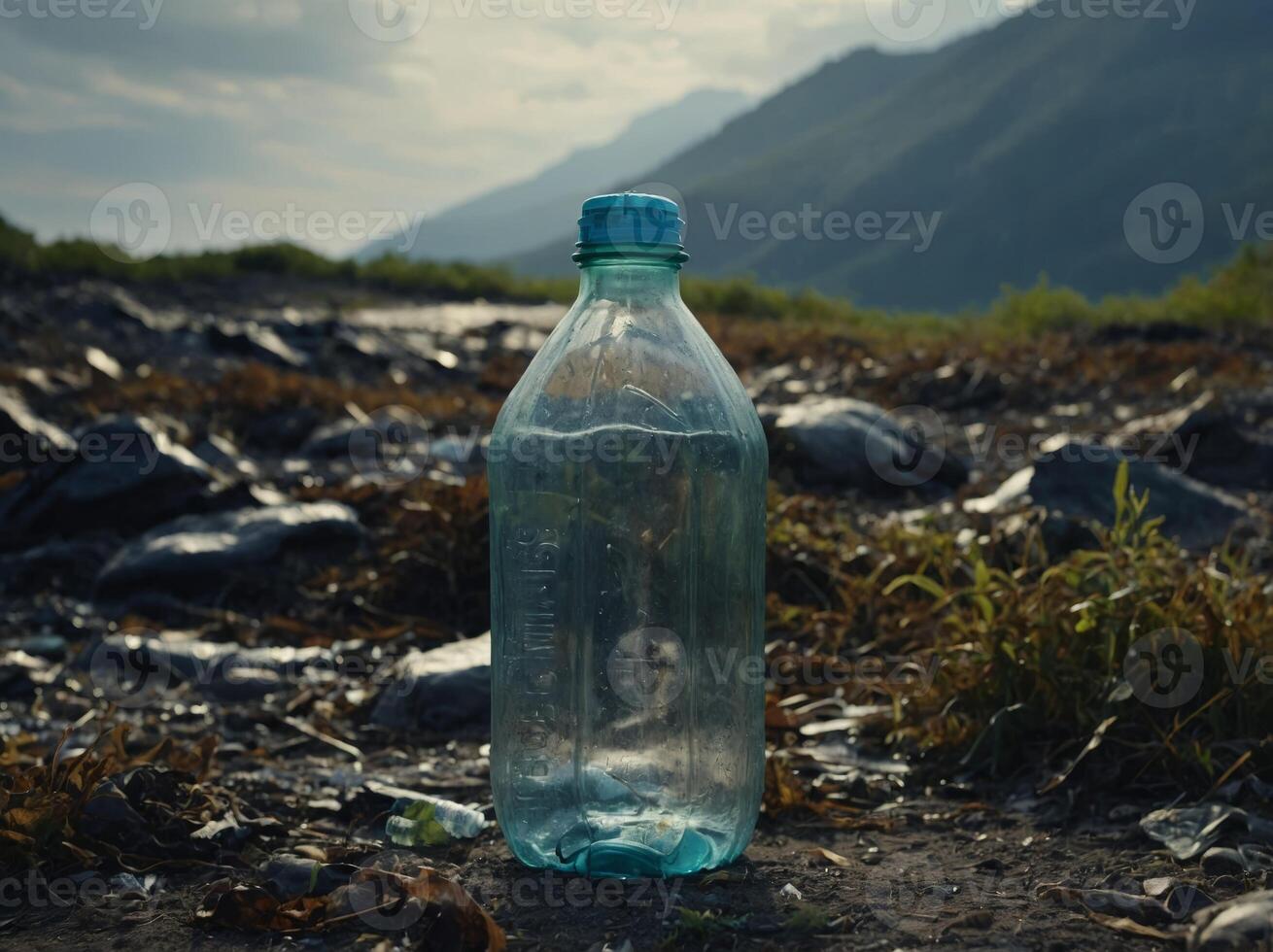 empty used trash bottle ecology environment. photo