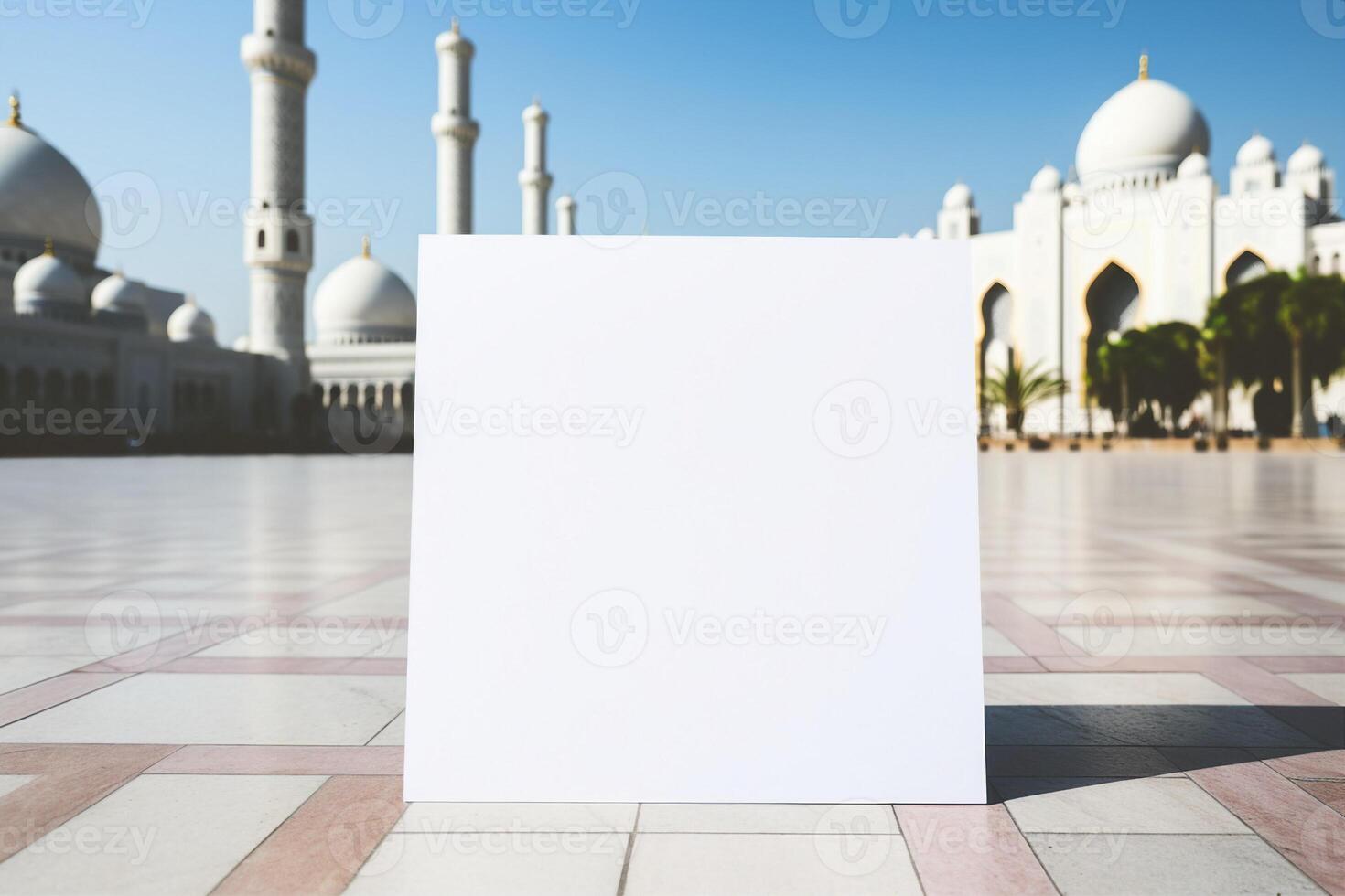blank paper with islam church background photo